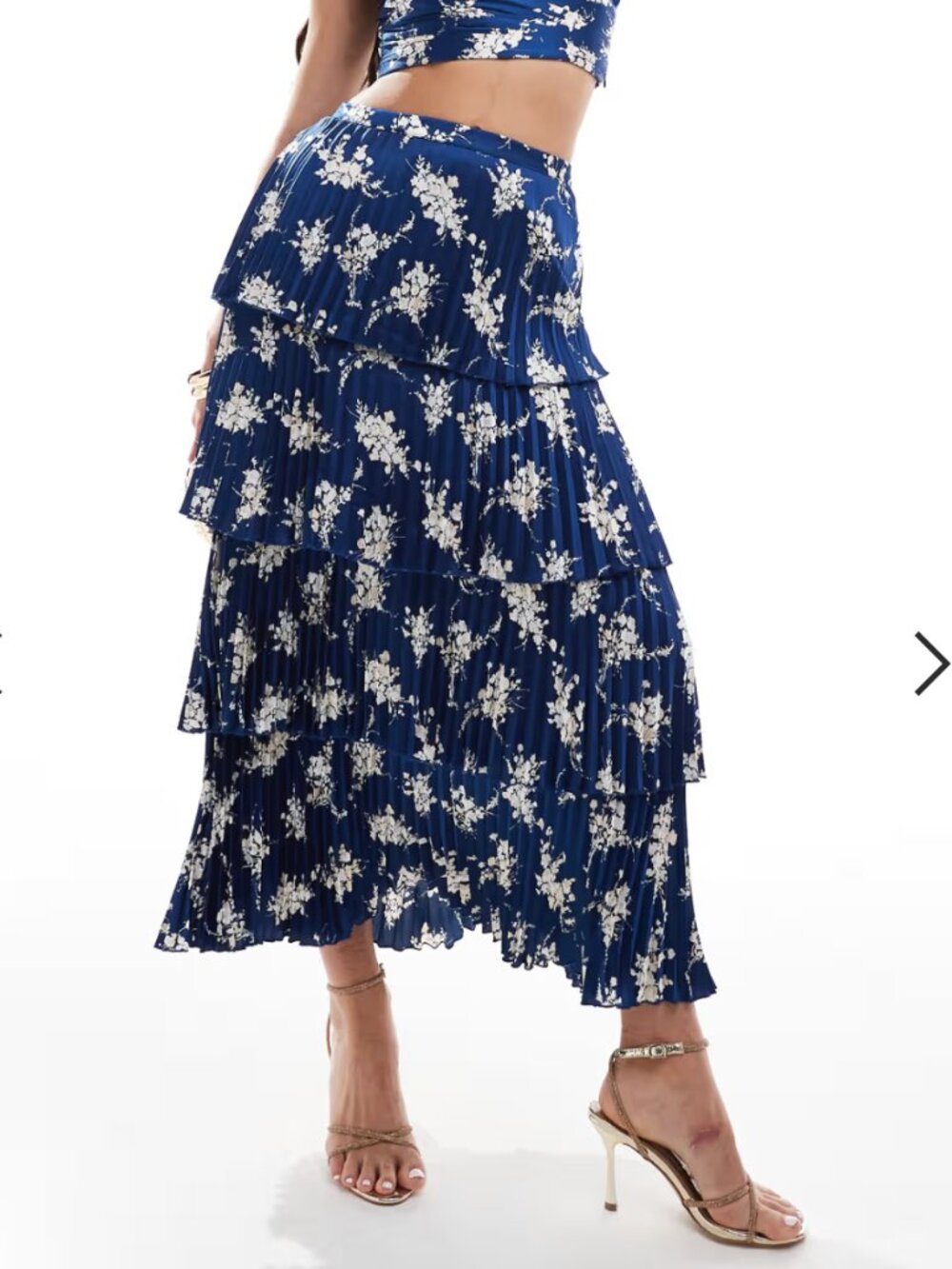 NEW ABERCROMBIE & FITCH Tiered Floral Print Pleated Satin Maxi Skirt SZ M